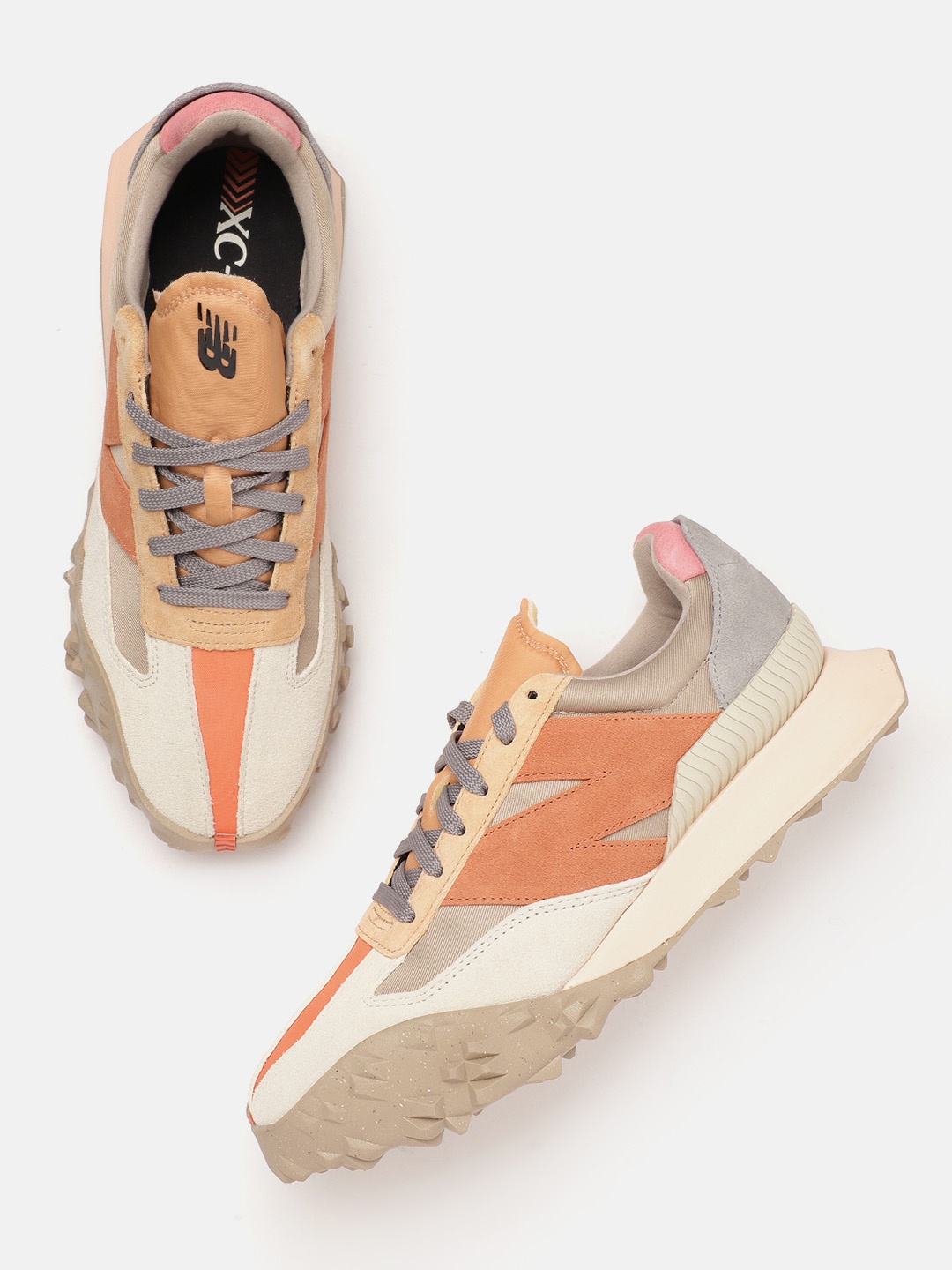 

New Balance Men Colourblocked Suede Sports Shoes, Off white