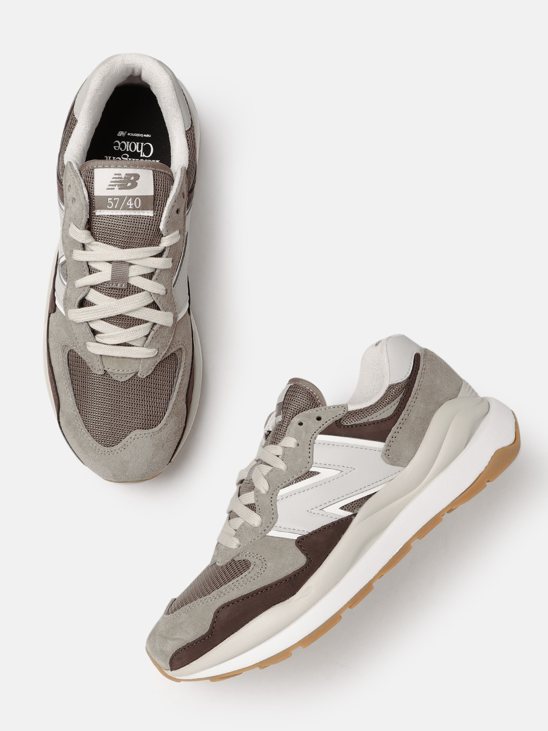 

New Balance Men Woven Design & Colourblocked Sneakers, Grey