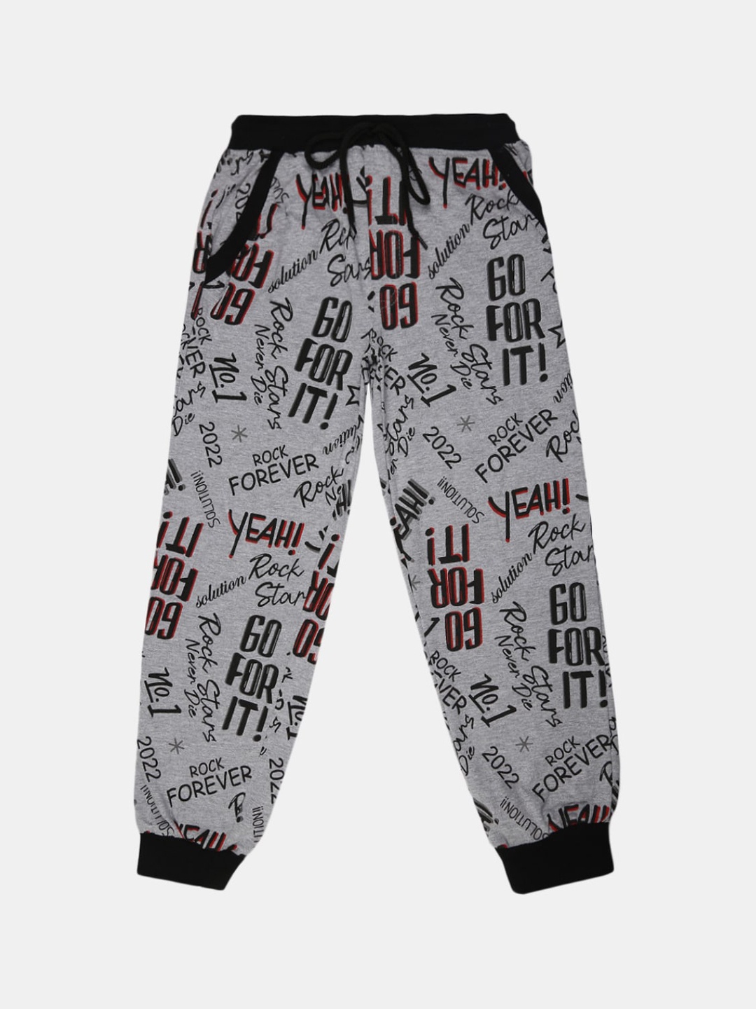 

V-Mart Boys Printed Cotton Joggers, Grey