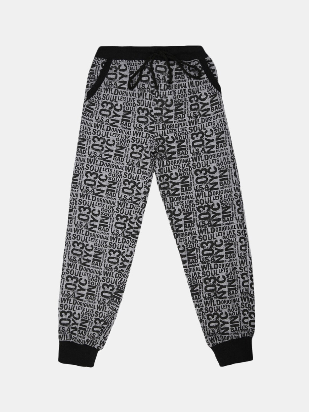 

V-Mart Boys Printed Single Jersey Joggers Lounge Pants, Grey