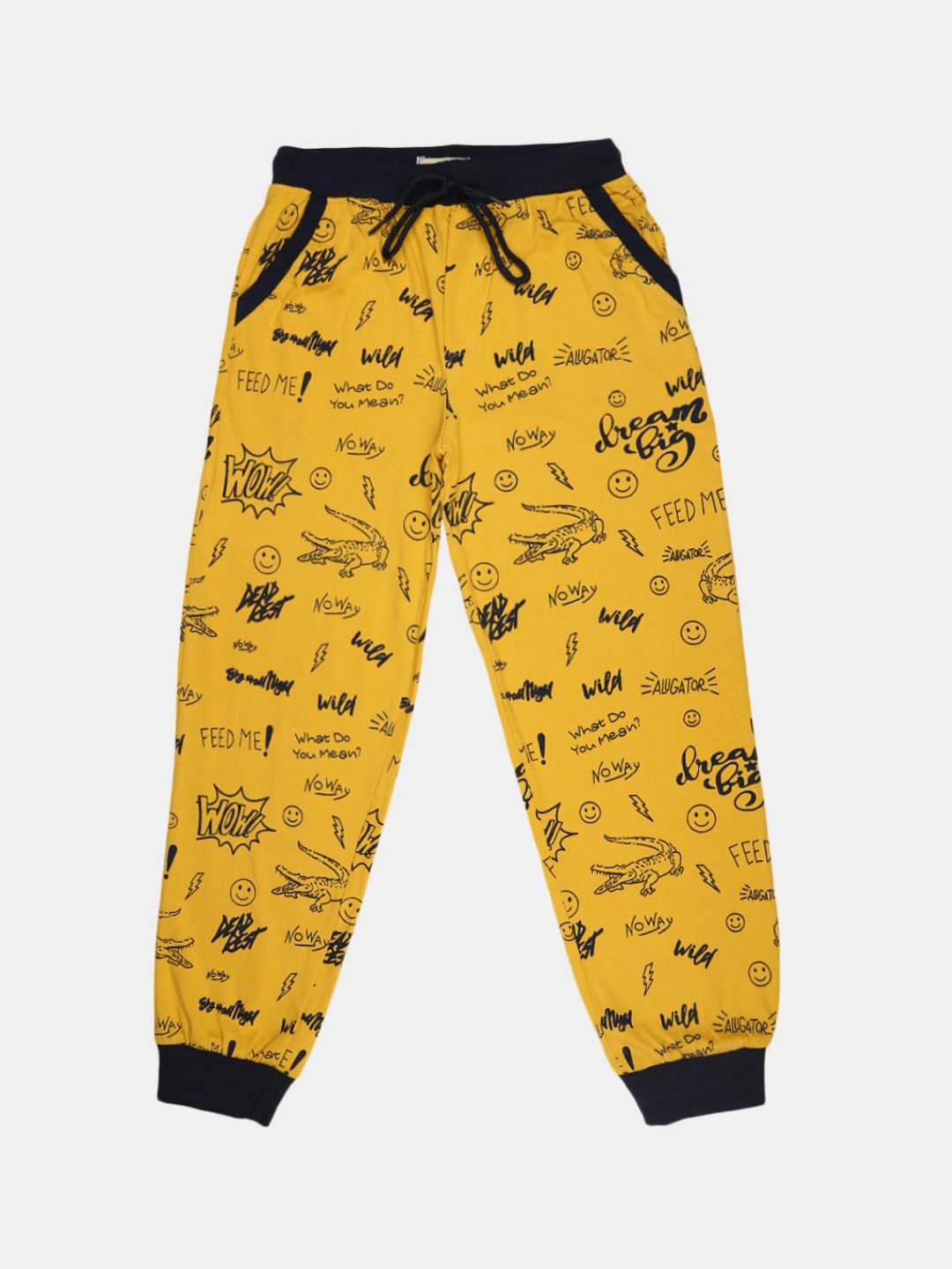 

V-Mart Boys Printed Cotton Joggers, Mustard
