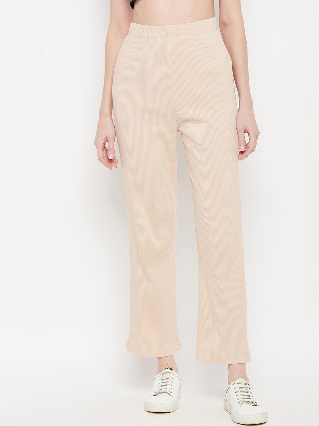 

Madame Women Beige Solid Track Pants
