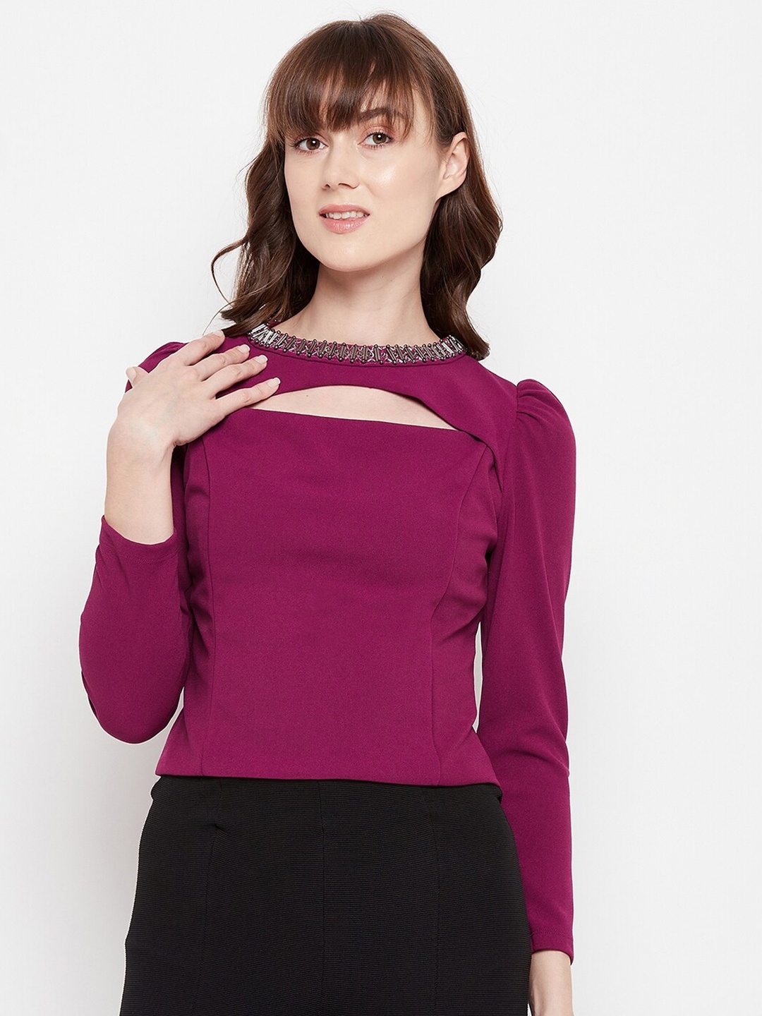 

Madame Woman Embellished Top, Purple