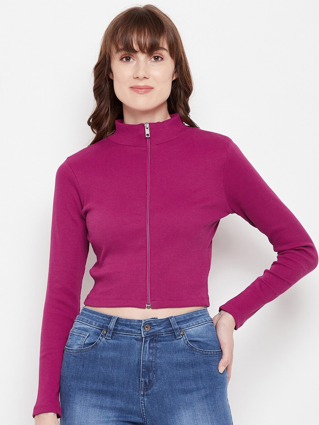 

Madame Purple Striped Crop Top