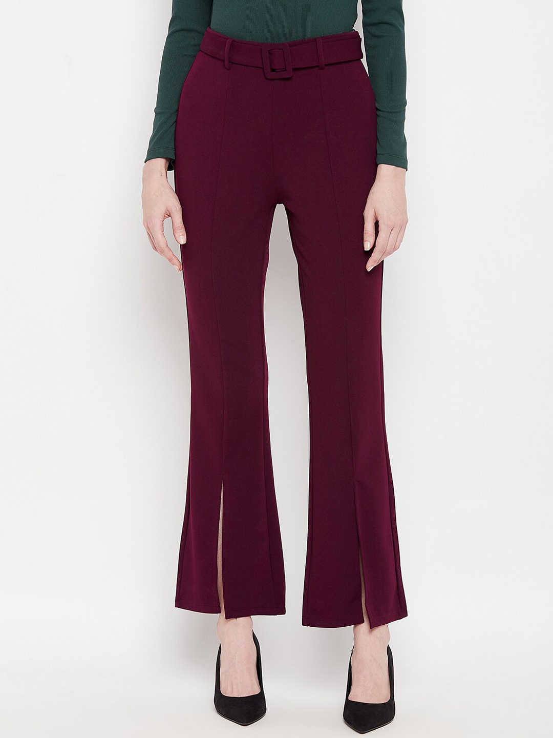 

Madame Women Red Pleated Trousers