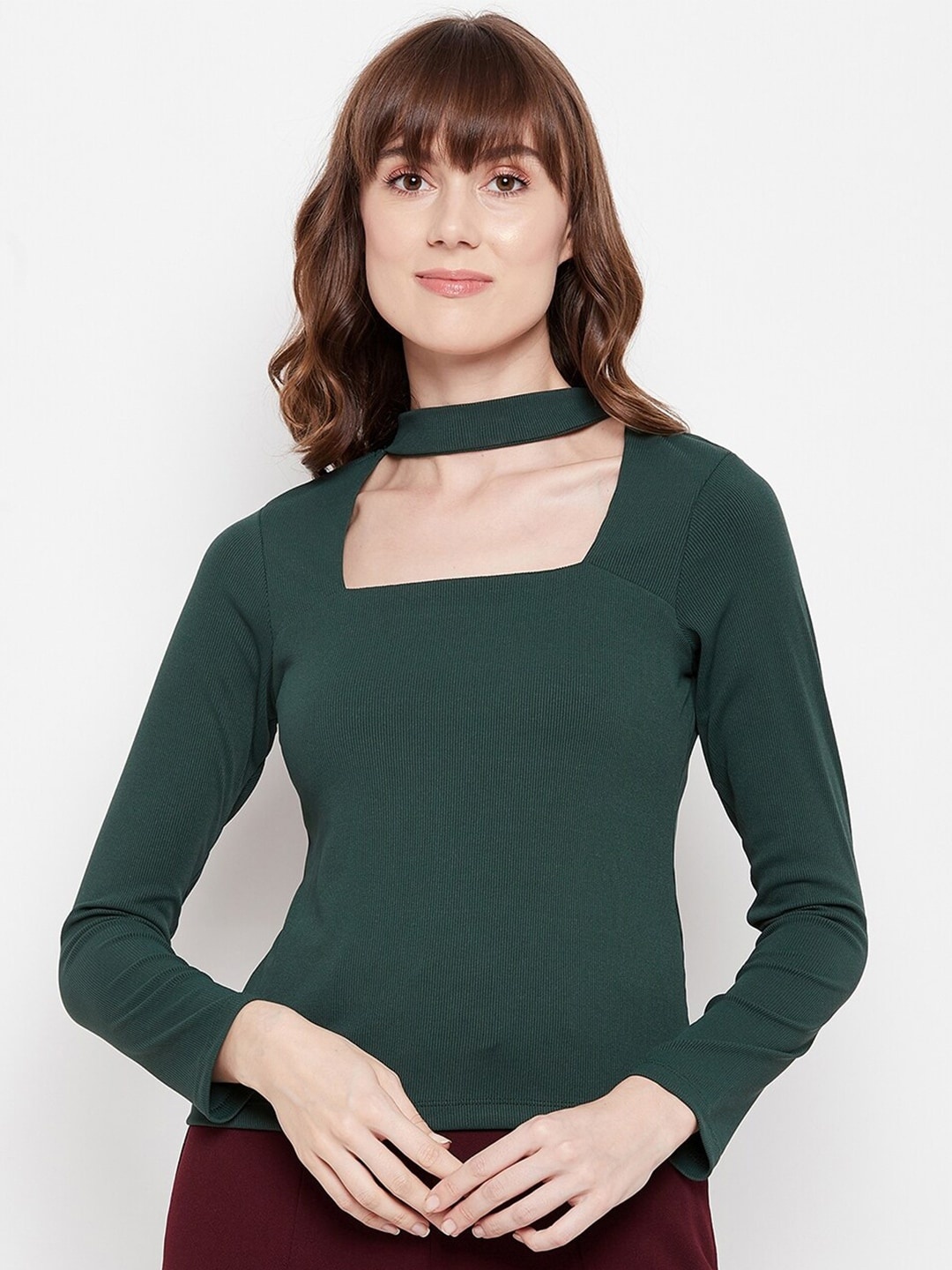 

Madame Green Choker Neck Top