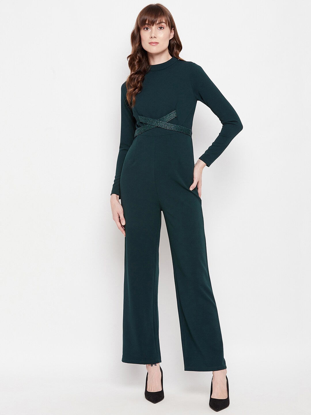 

Madame Green Solid Basic Jumpsuit