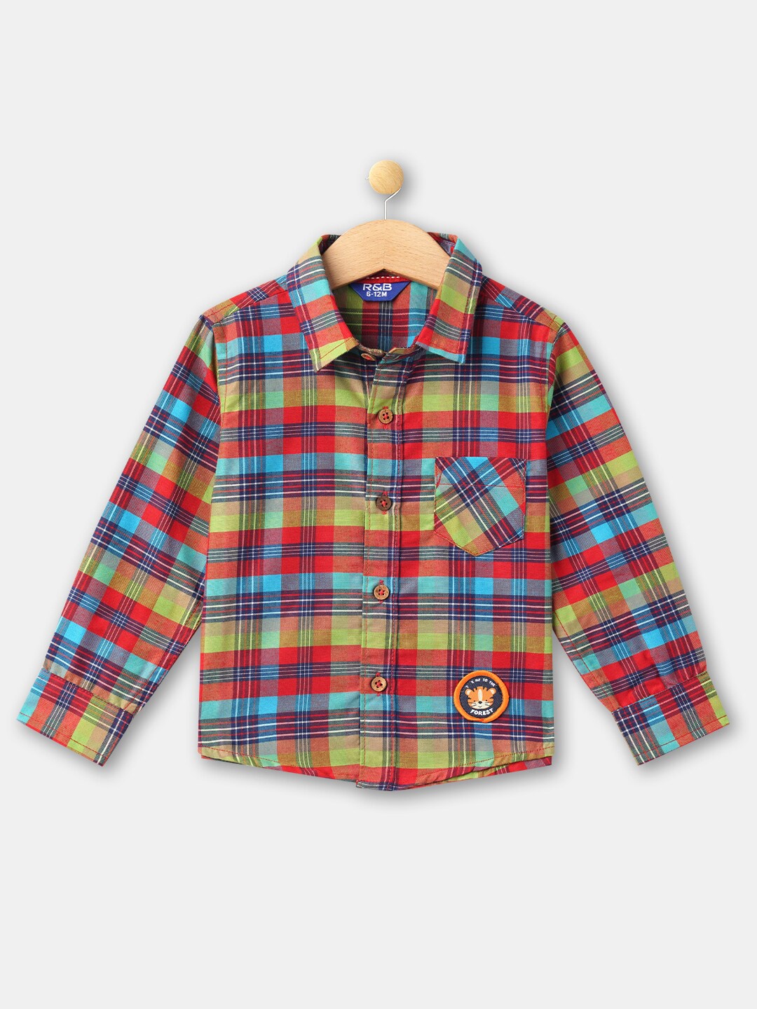 

R&B Boys Red Tartan Checks Casual Cotton Shirt