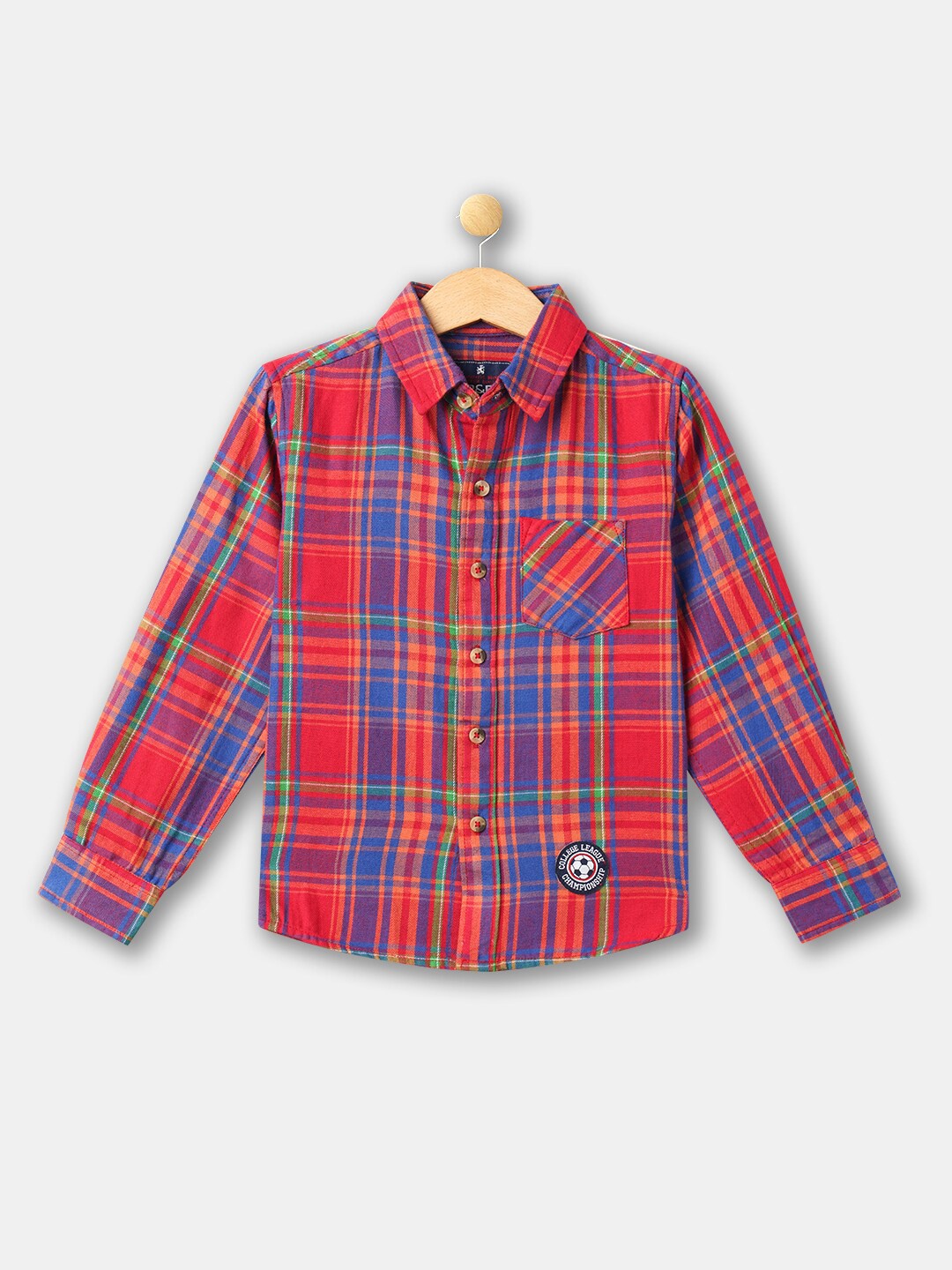 

R&B Boys Red Tartan Checks Casual Cotton Shirt