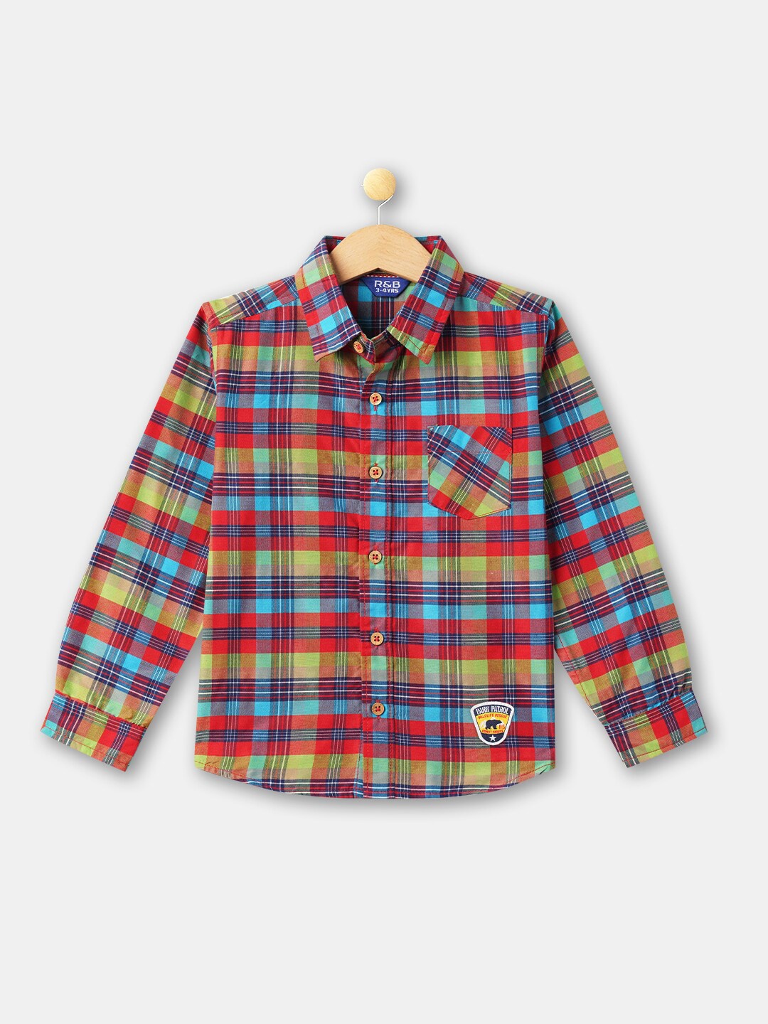 

R&B Boys Red Tartan Checks Casual Cotton Shirt