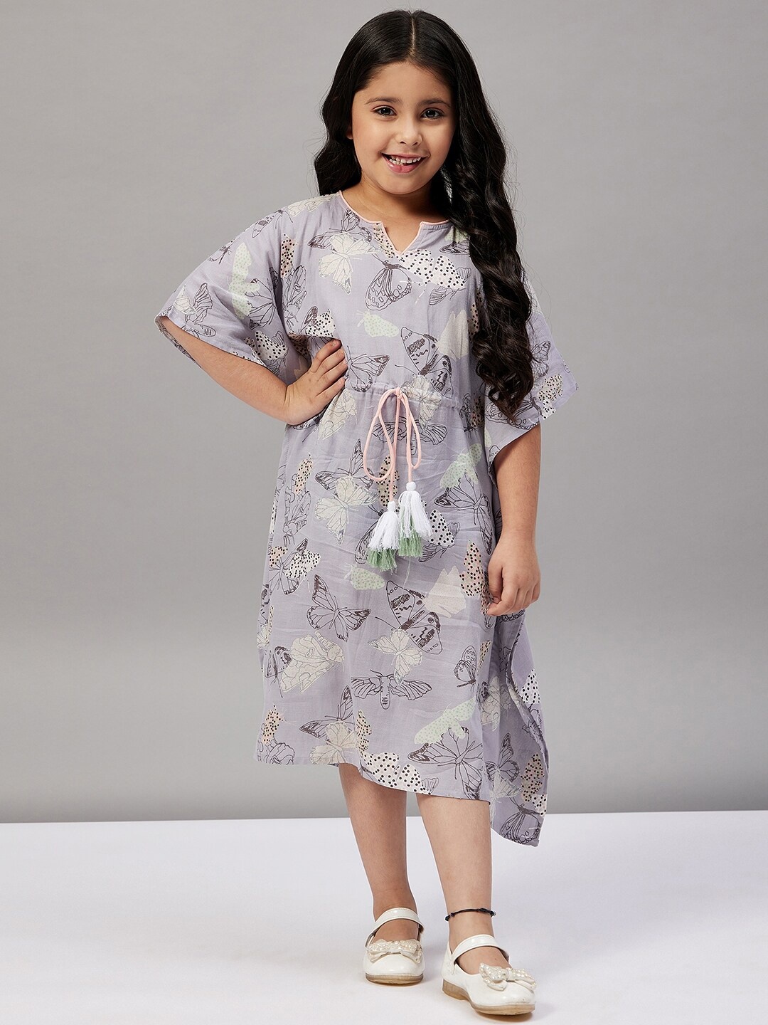 

The Kaftan Company Girls Grey & White Animal Kaftan Cotton Dress