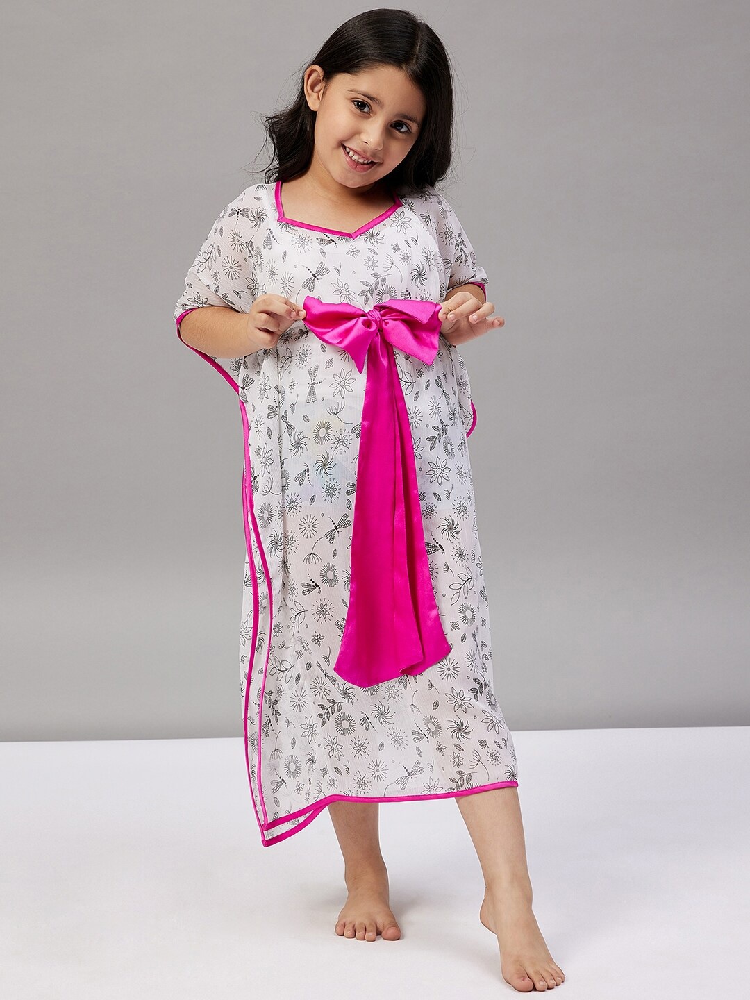 

The Kaftan Company Girls White Printed Nightdress