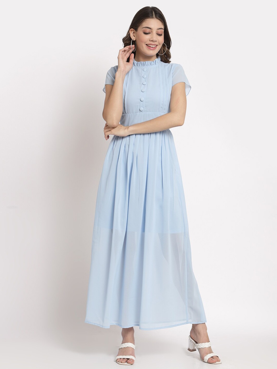 

aayu Turquoise Blue Georgette Maxi Dress