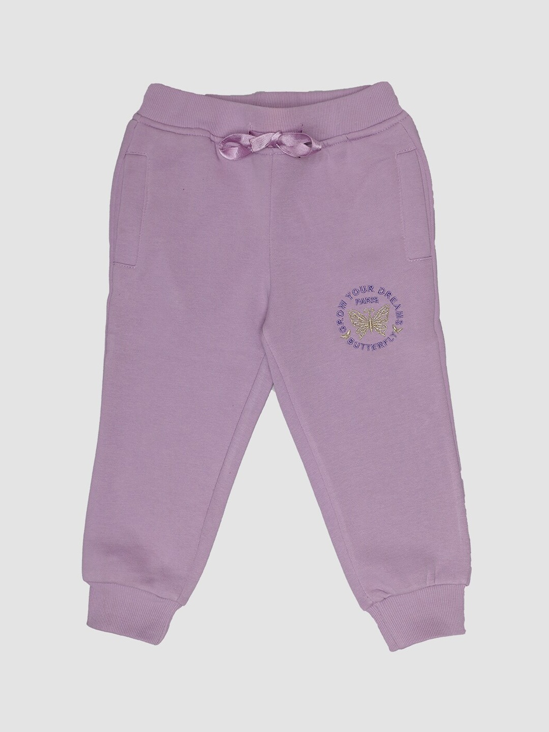 

Little Kiki Girls Purple Solid Cotton Joggers