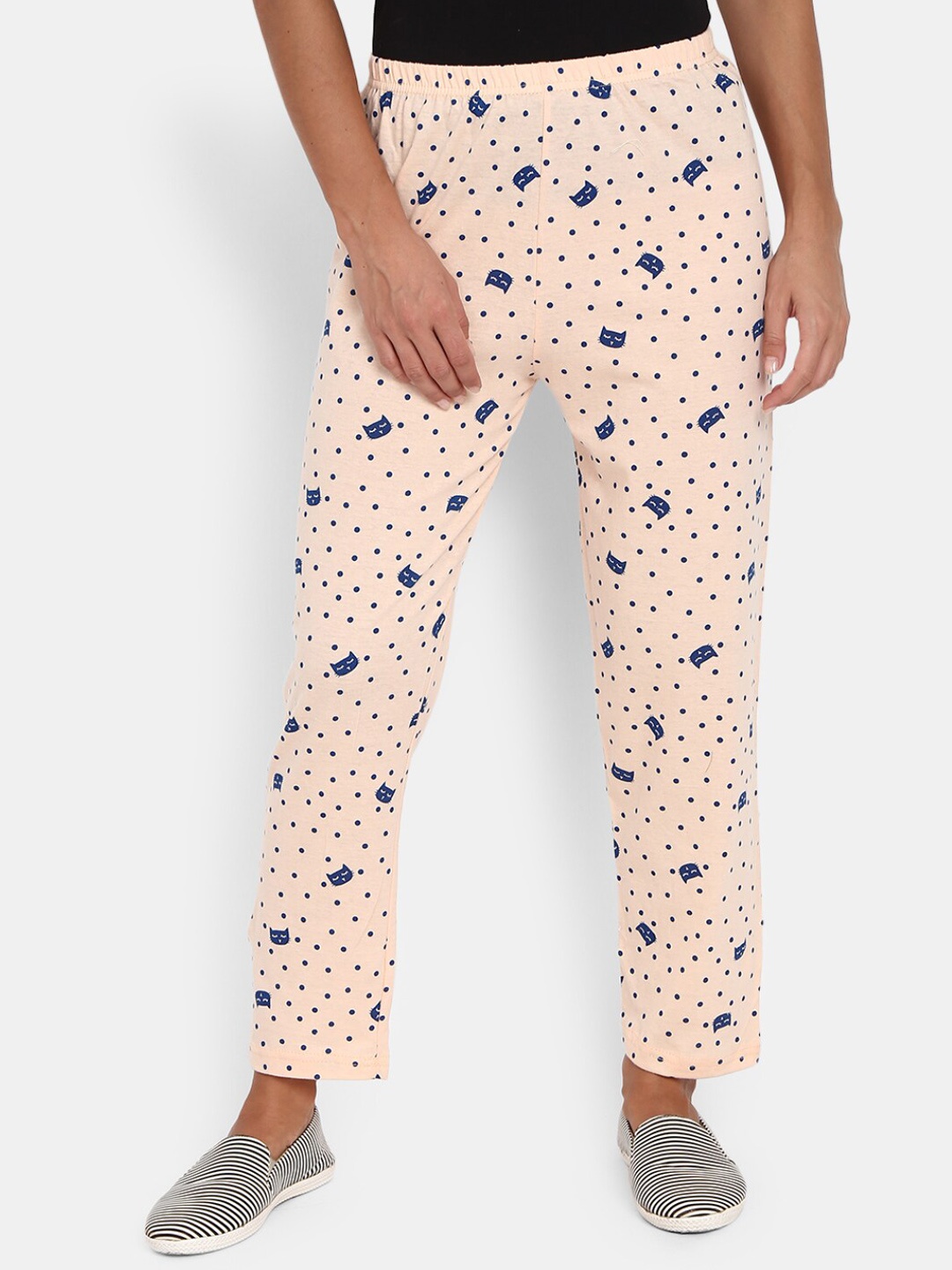 

V-Mart Women Printed Cotton Lounge Pant, Peach