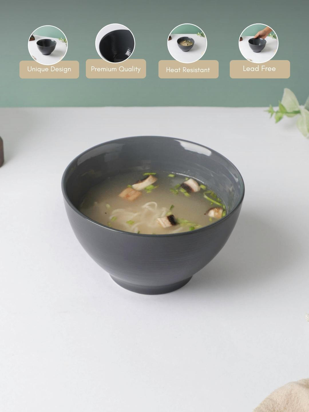 

Nestasia Black Ceramic Microwave safe Glossy Bowl 500ml