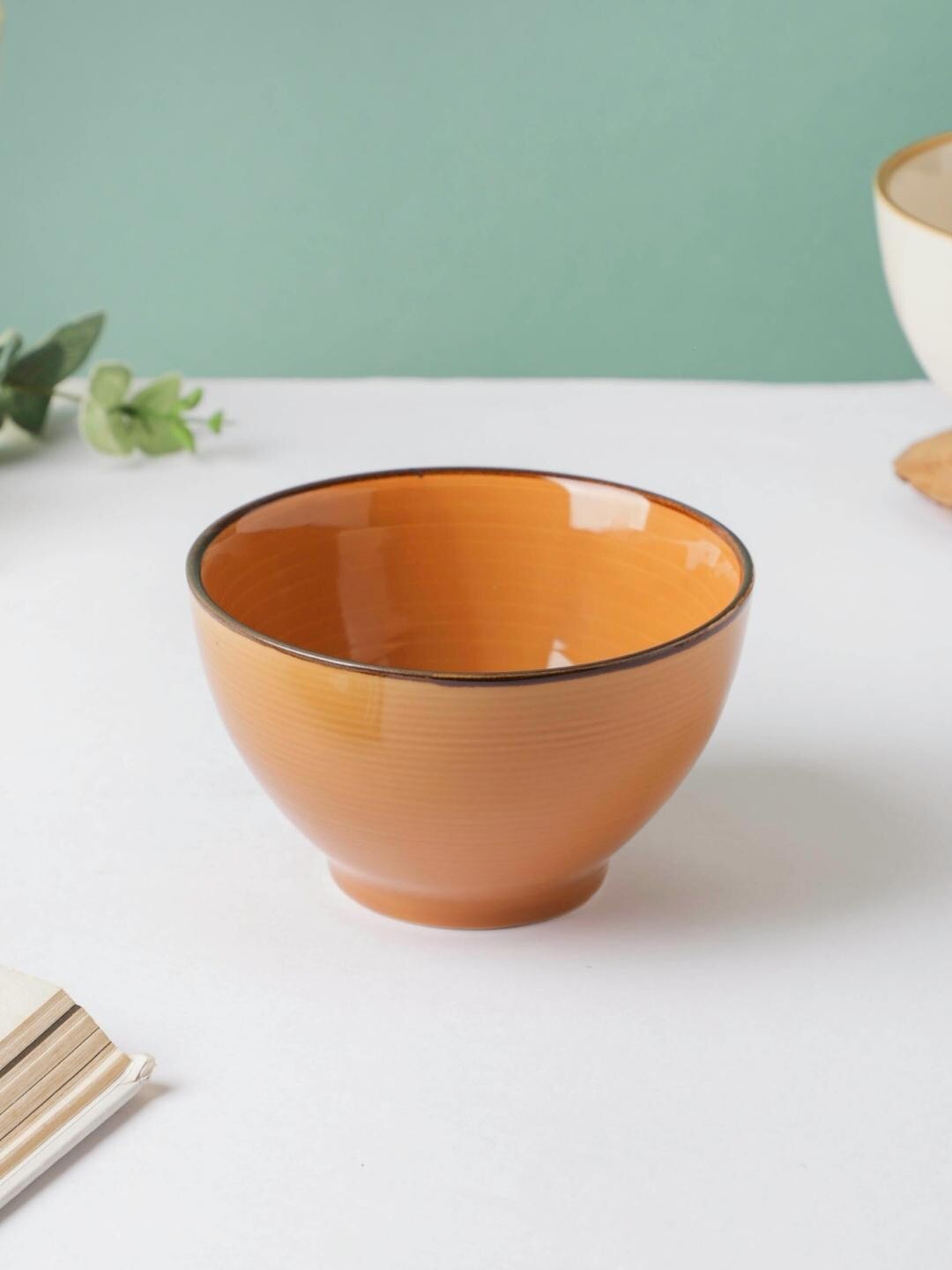 

Nestasia Orange Textured Microwave safe Ceramic Glossy Bowl 550ml