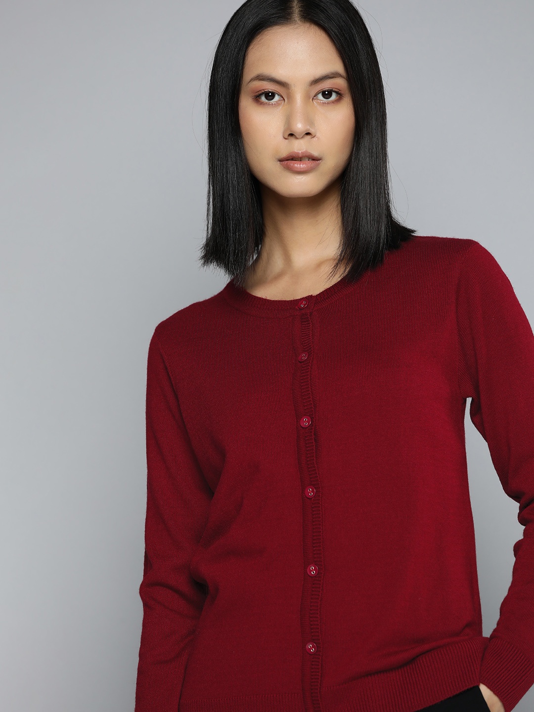 

ether Women Maroon Cardigan