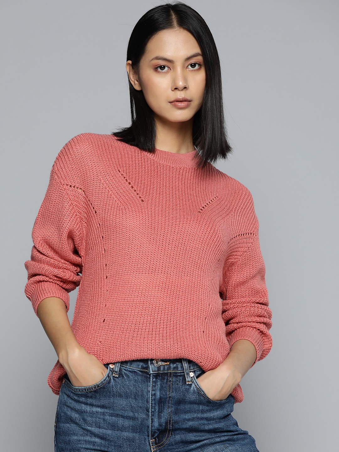 

ether Women Peach-Coloured Pullover