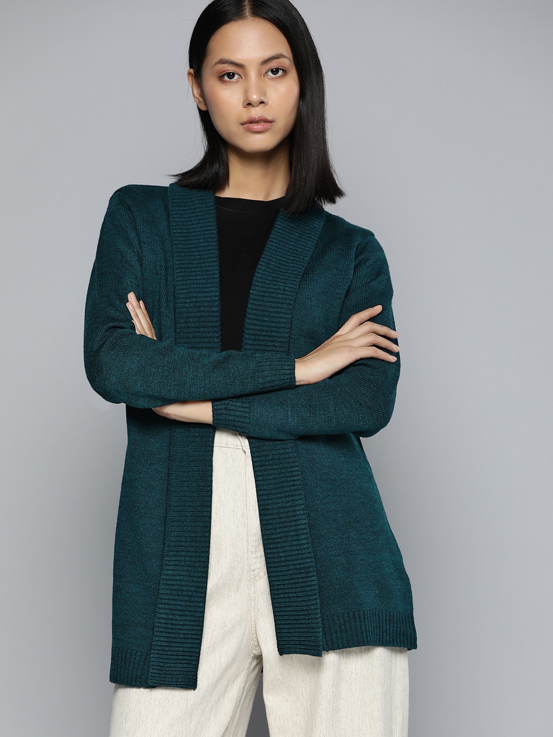 

ether Women Longline Sweater, Teal