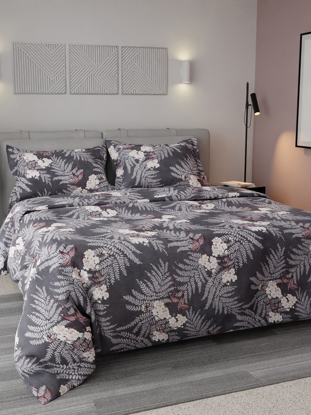 

Stoa Paris Grey & White Striped AC Room 200 GSM Double Bed Comforter