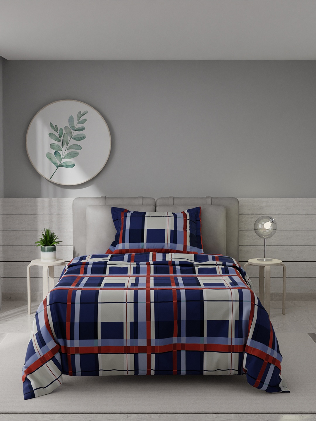 

Stoa Paris Blue & Red Striped AC Room Single Bed Comforter