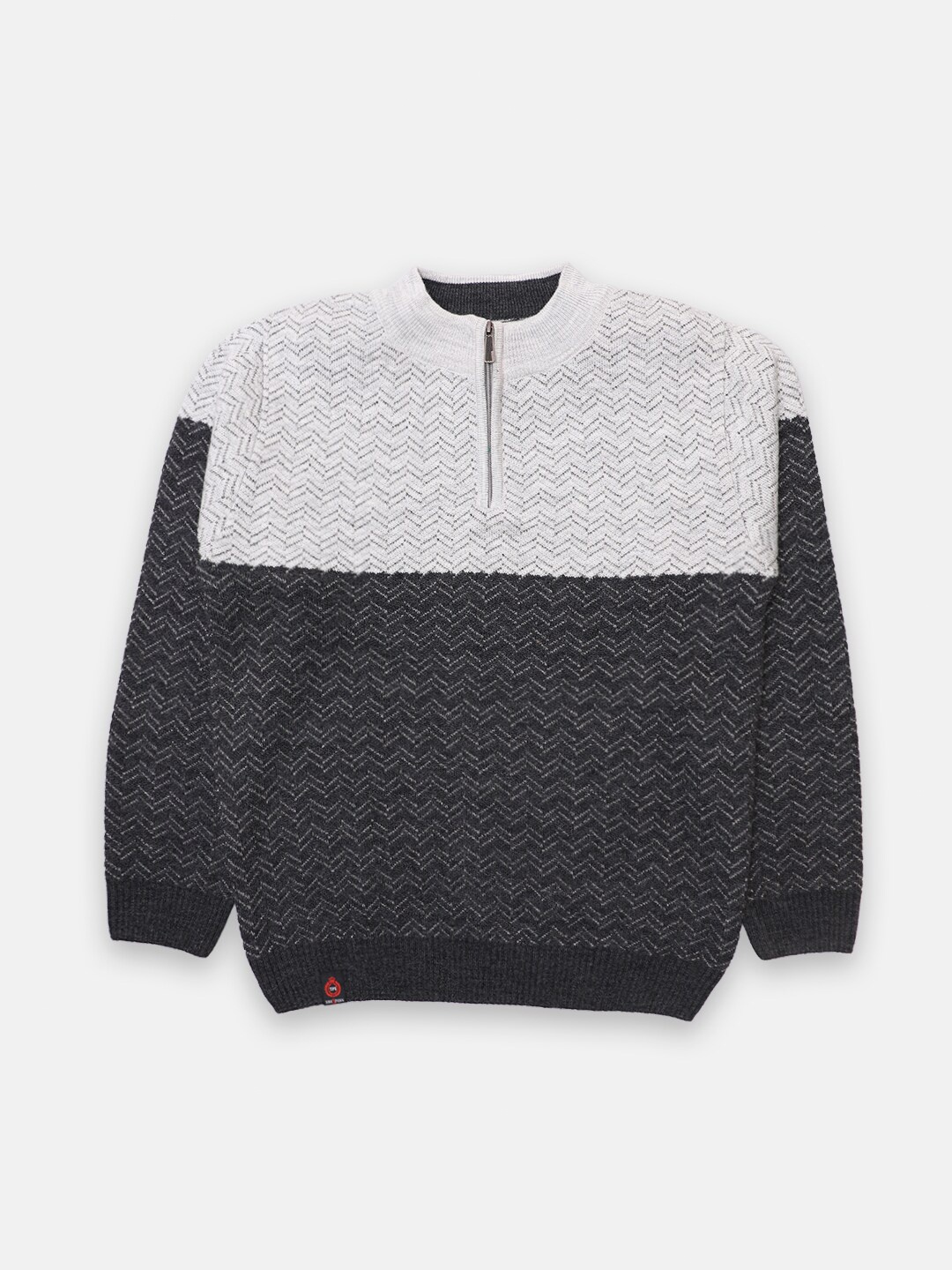 

TRE&PASS Boys Grey Colourblocked Woolen Pullover