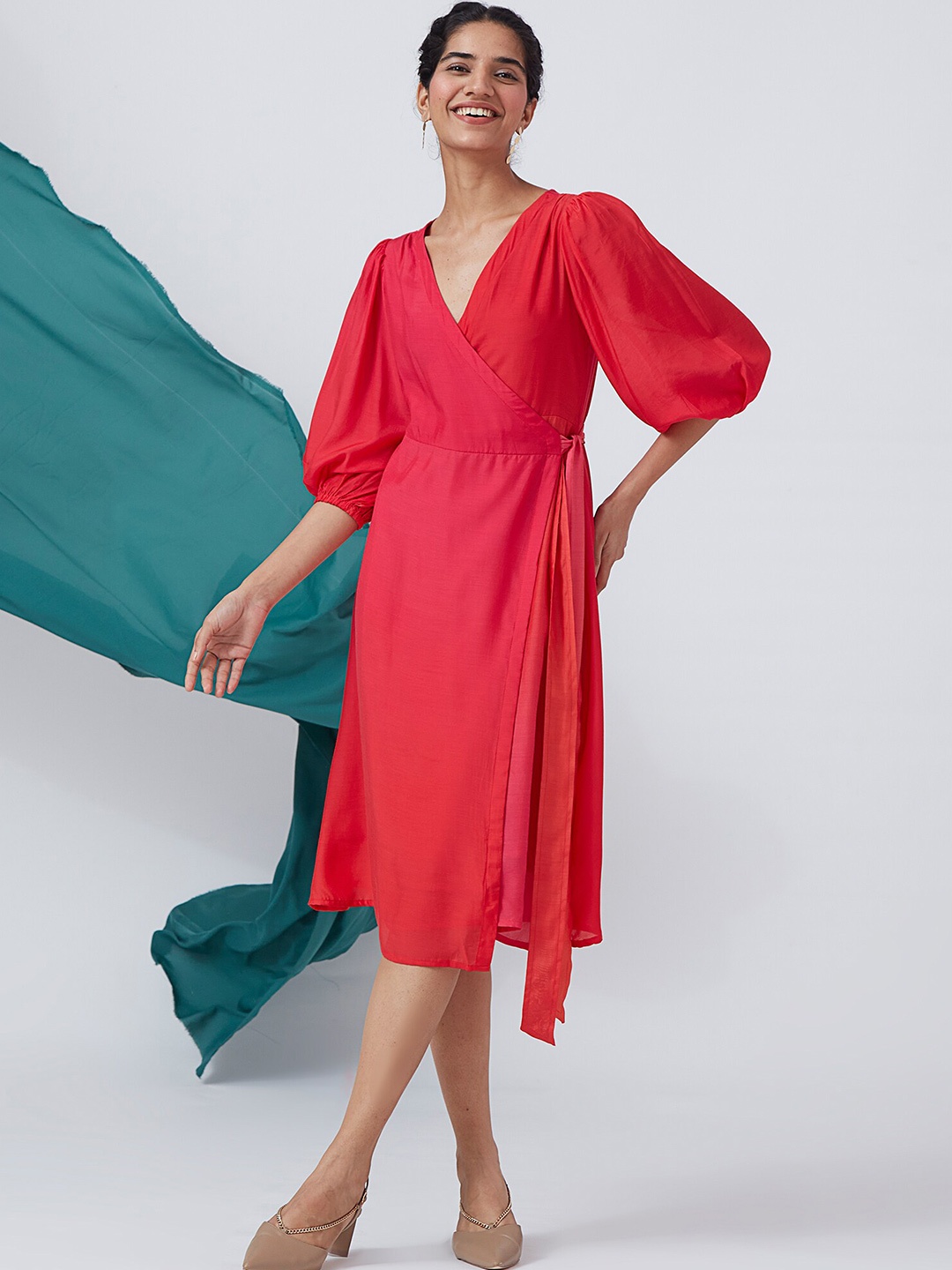 

OKHAI Red Midi Wrap Dress