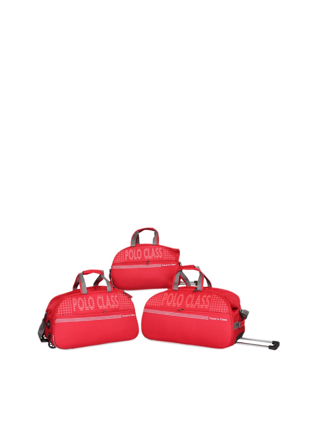 

Polo Class Set Of 3 Red Printed oft-Sided Medium Trolley Duffle Bag
