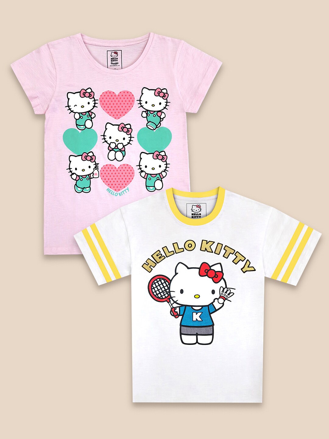 

Kids Ville Pack Of 2 Hello Kitty Printed Tshirt For Kids Girls, Lavender