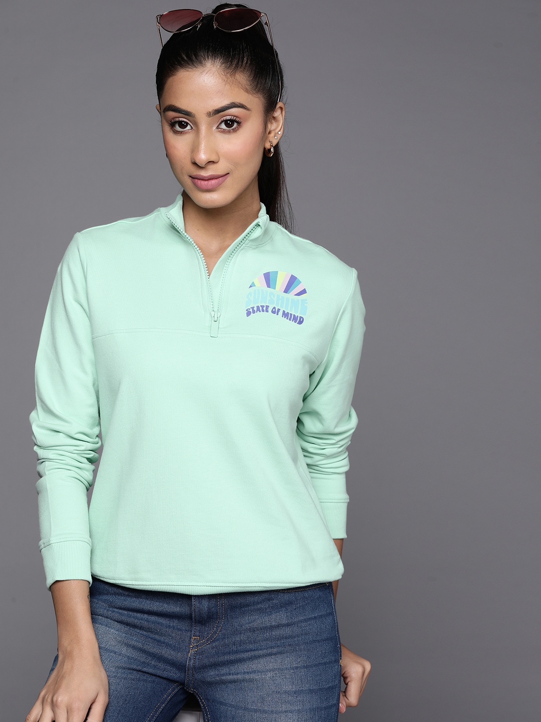 

Allen Solly Woman Women Green Pure Cotton Sweatshirt