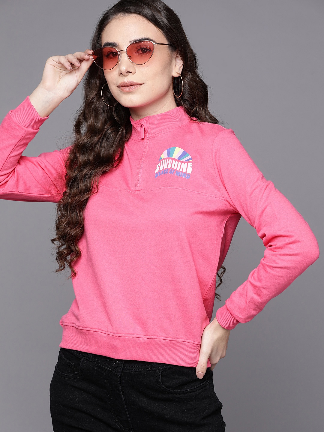 

Allen Solly Woman Women Pink Pure Cotton Printed Sweatshirt