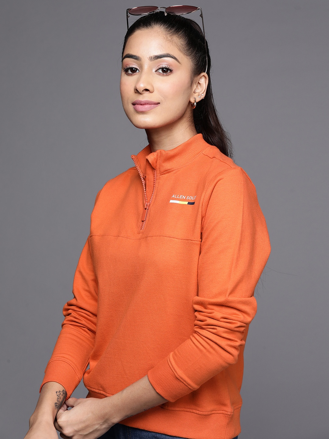 

Allen Solly Woman Women Orange Pure Cotton Sweatshirt