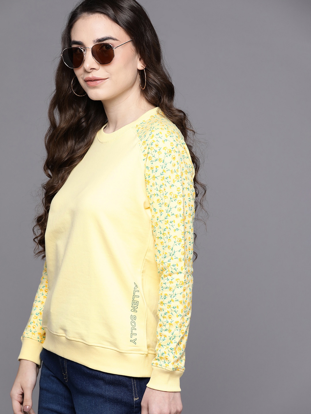 

Allen Solly Woman Women Yellow Pure Cotton Printed Sweatshirt