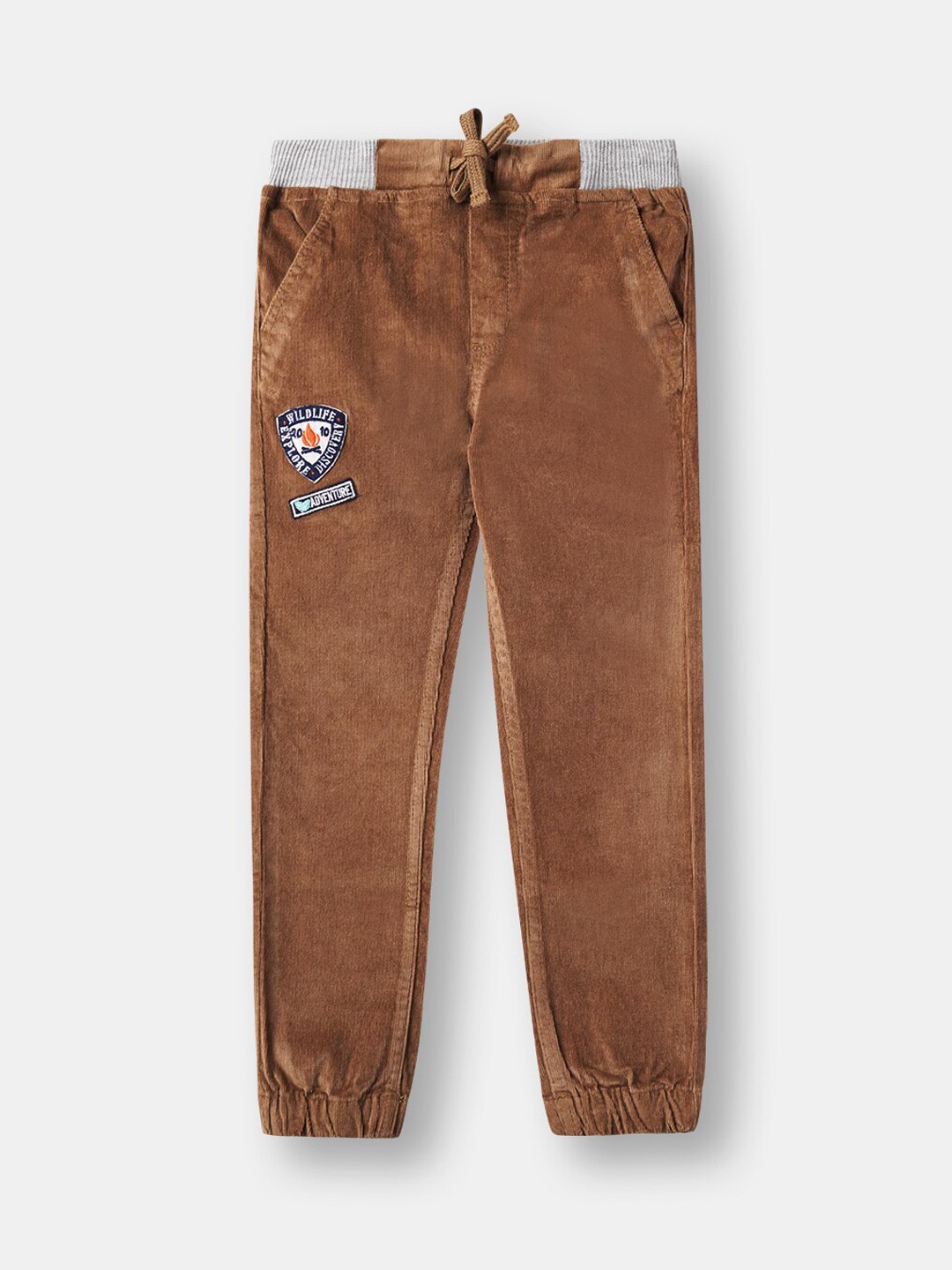 

R&B Boys Brown Solid Cotton Joggers