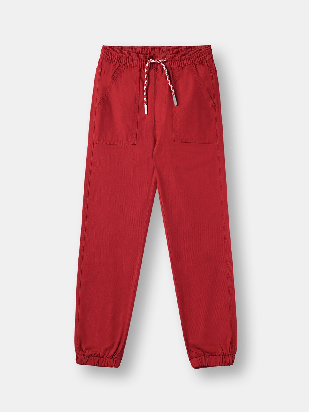 

R&B Boys Red Solid Cotton Joggers