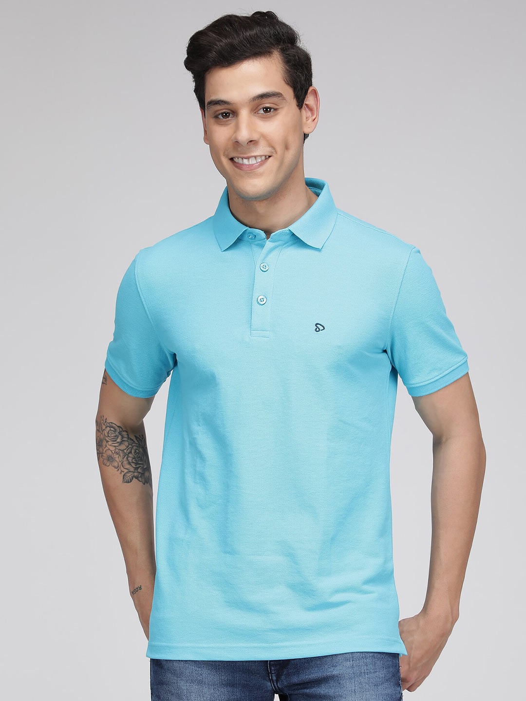 

SPORTO Men Blue Polo Collar T-shirt