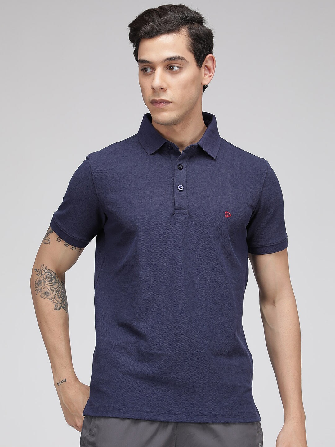 

SPORTO Men Navy Blue Polo Collar T-shirt