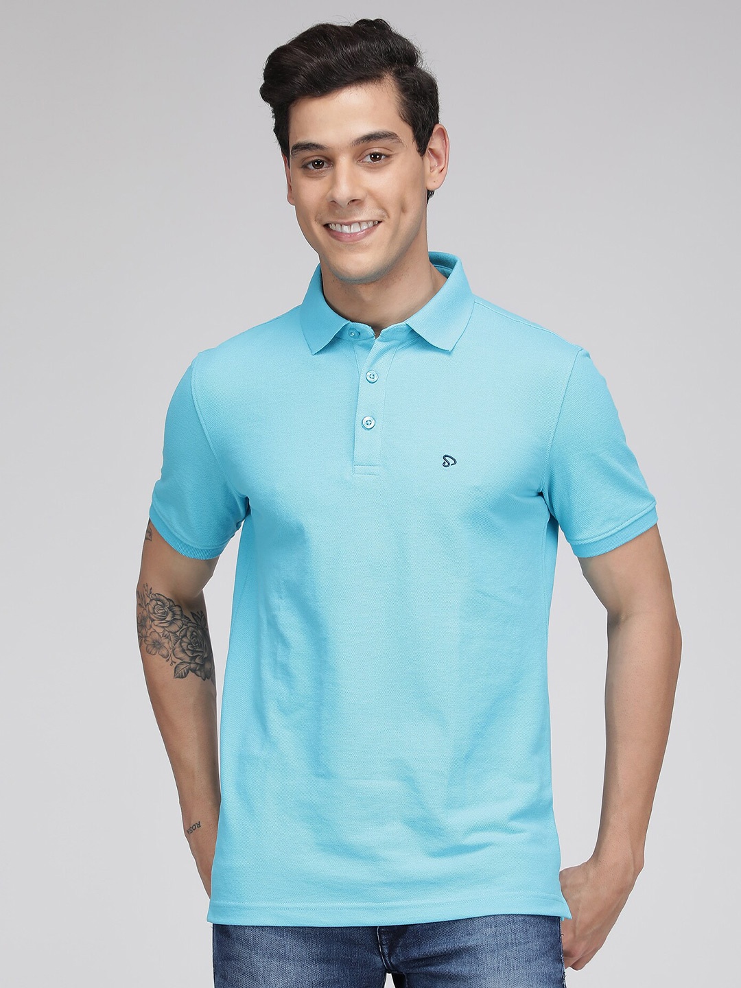 

SPORTO Men Blue Polo Collar T-shirt