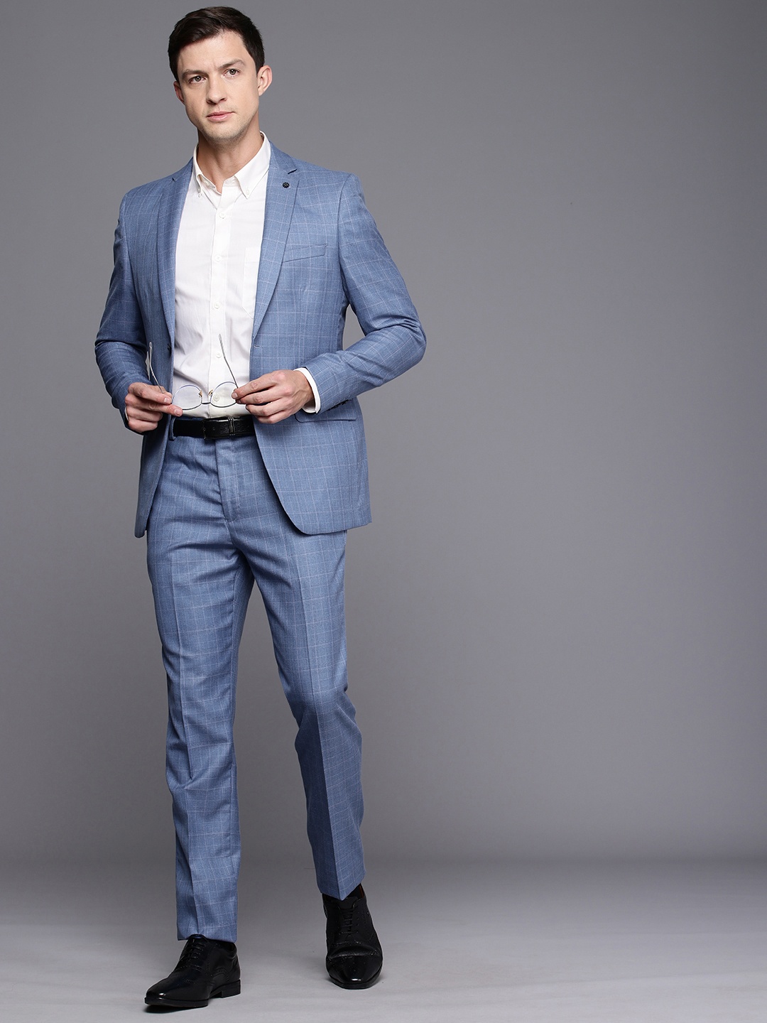 

Raymond Single Breasted Checked 2-Piece Slim Fit Formal Suit, Blue