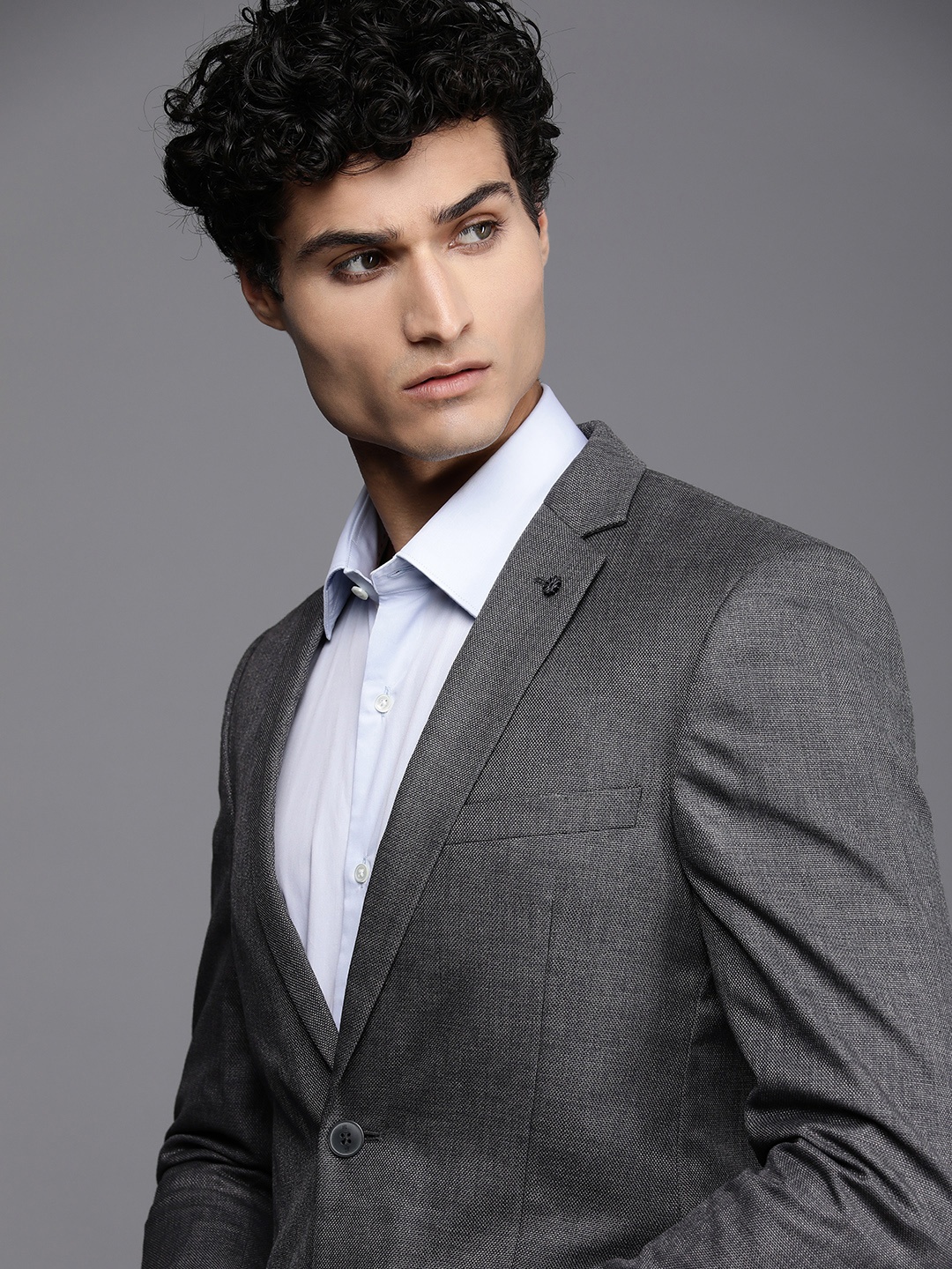

Raymond Men Notched Lapel Collar Slim-Fit Single-Breasted Formal Blazer, Grey