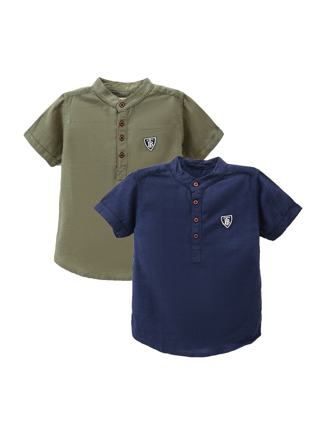 

TONYBOY Boys Pack of 2 Khaki Pure Cotton Casual Shirt