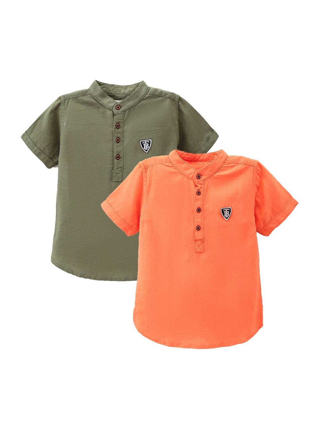 

TONYBOY Boys Pack of 2 Khaki Pure Cotton Casual Shirt
