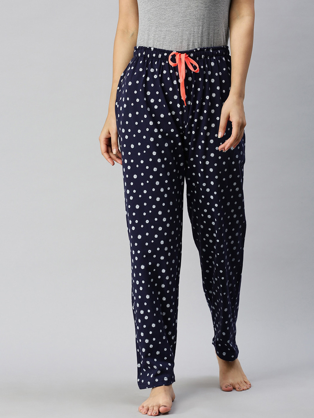 

Kryptic Women Relaxed Fit Printed Pure Cotton Regular-Fit Lounge Pants, Navy blue