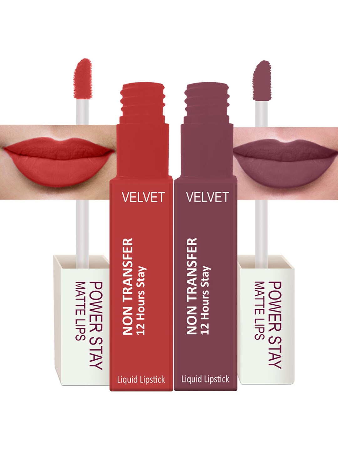 

PERPAA Set Of 2 Waterproof Liquid Matte Power Stay Lipstick 4ml, Red