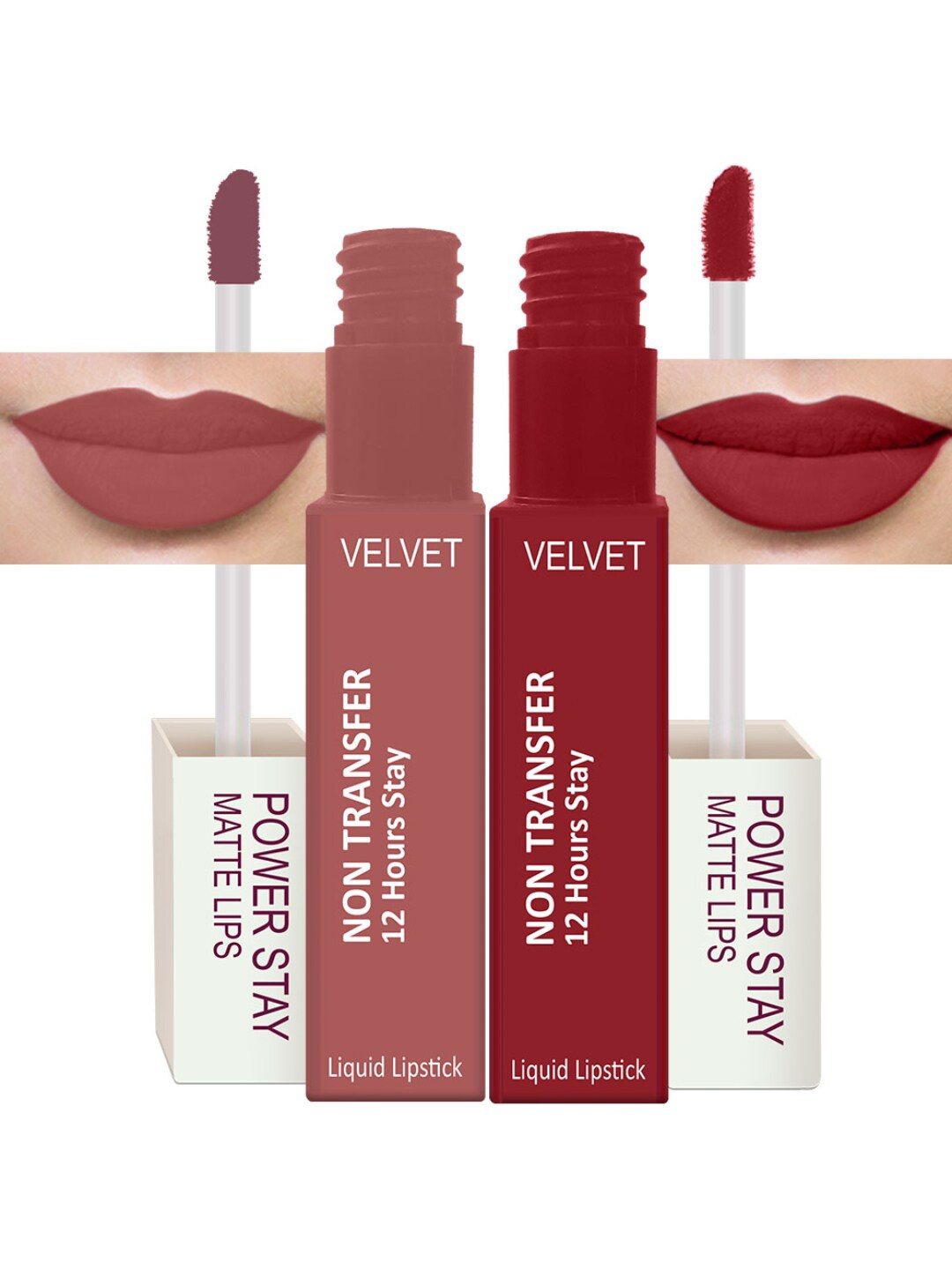 

PERPAA Set Of 2 Waterproof Liquid Matte Power Stay Lipstick 100 ml, Red