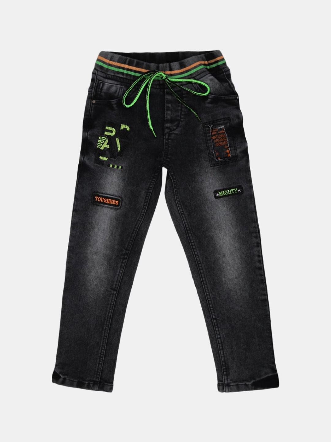 

V-Mart Boys Black Light Fade Embroidered Cotton Stretchable Jeans