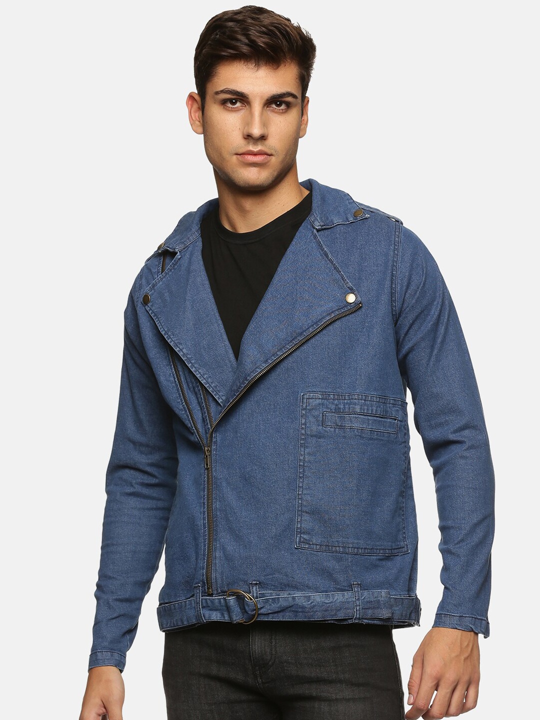

KULTPRIT Men Blue Cotton Denim Jacket