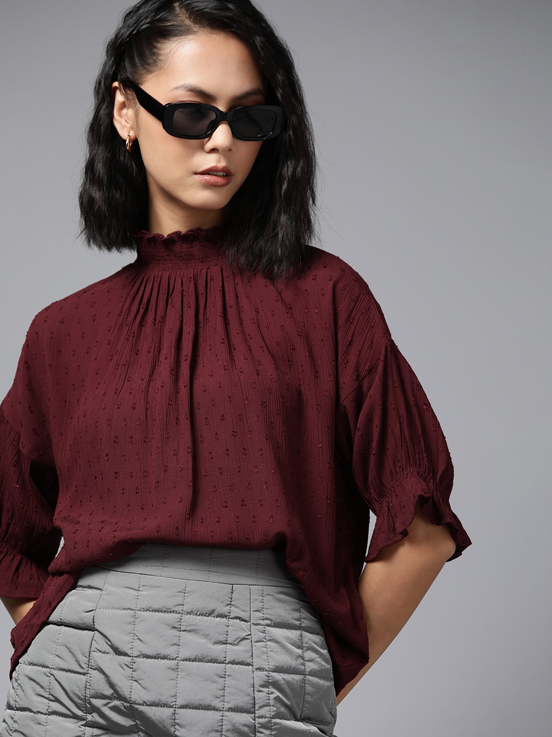 

Roadster Maroon Crepe Top