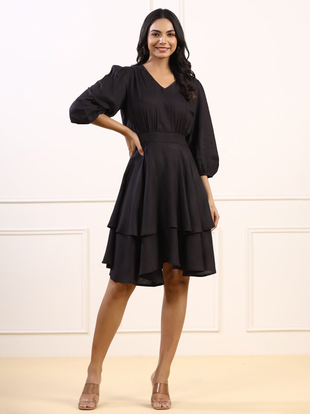 

JISORA Women Black Solid Dress